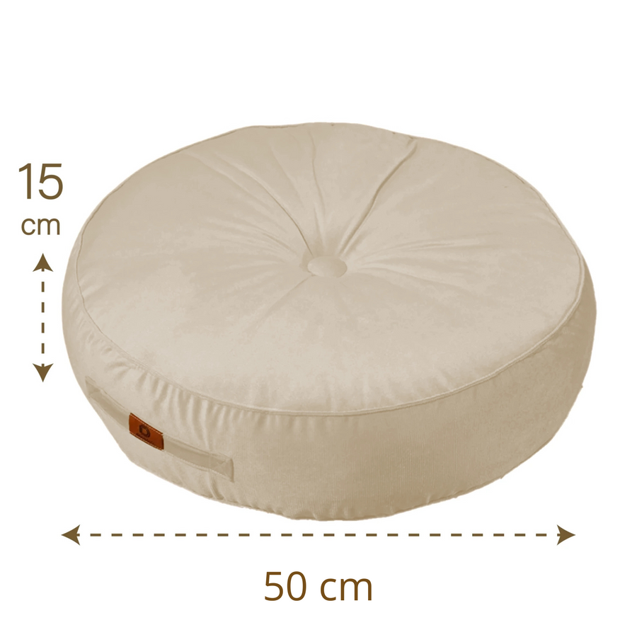 Set of 2 Round Velvet Poufs Ø50 Cream, OEKO-TEX certified