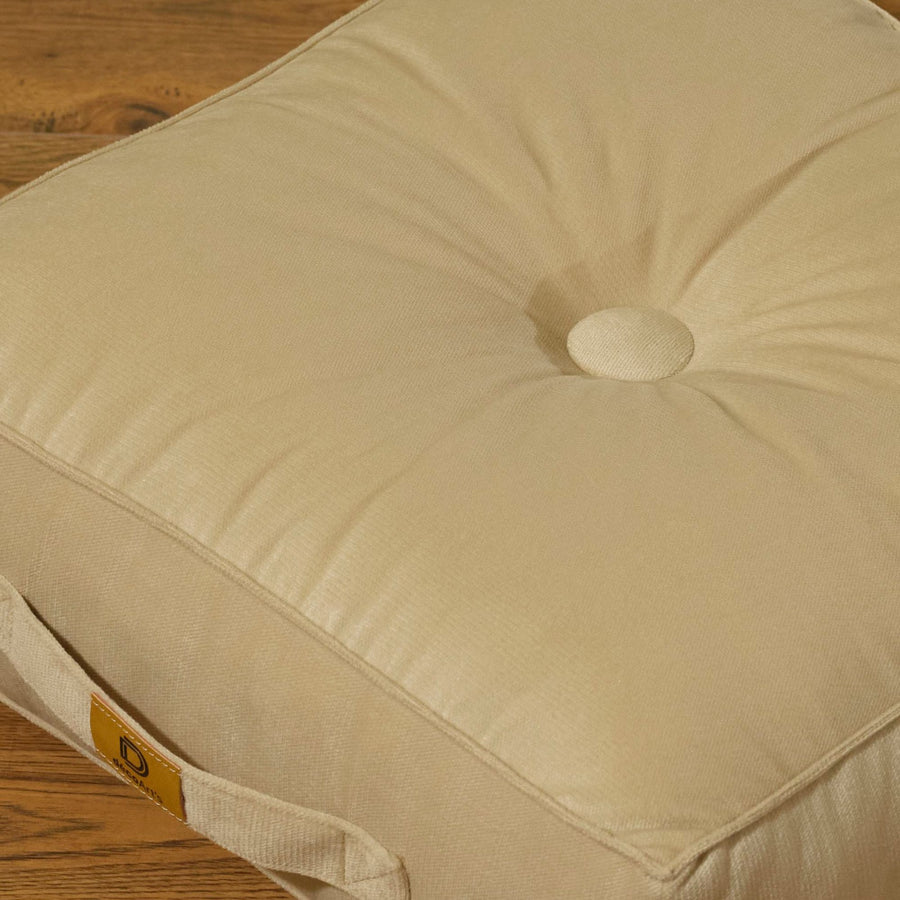 Set of 2 Velvet Poufs 40x40 Cream, velvet fabric