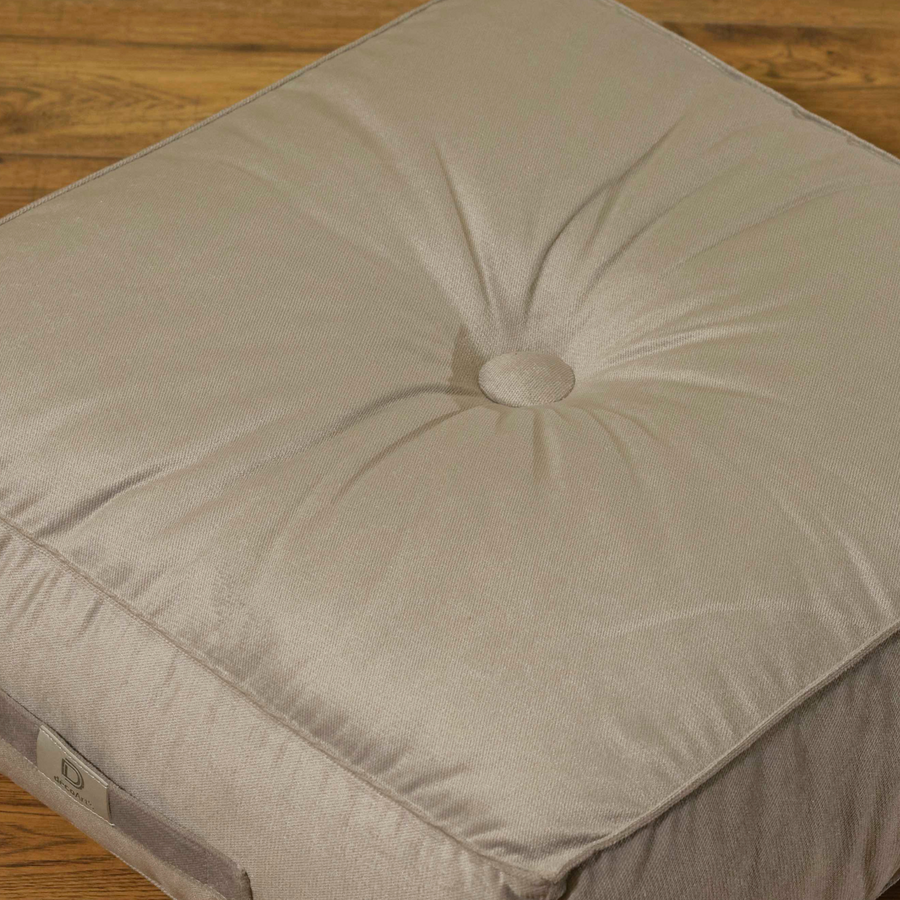 Set of 2 XL Velvet Poufs 54x54 Light Grey, velvet fabric