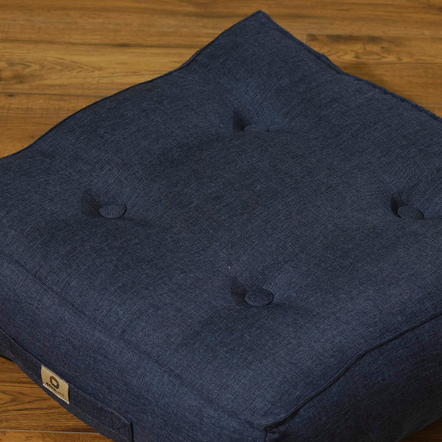 Lot de 2 Coussins de Sol Effet Lin Bleu – photo 3