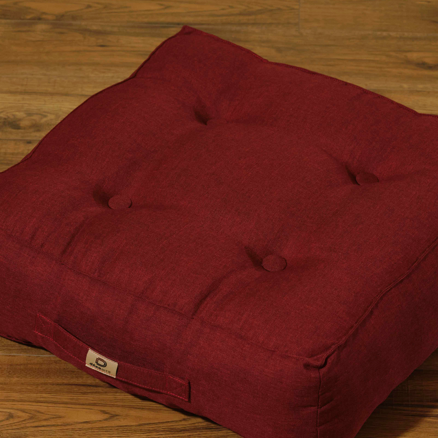 Lot de 2 Coussins de Sol Effet Lin Rouge – photo 3