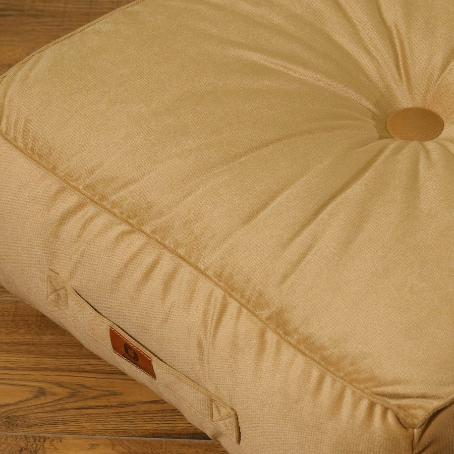 Set of 2 XL Velvet Poufs 54x54 Beige, velvet fabric