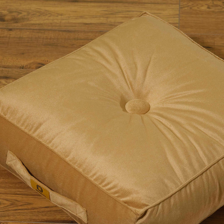 Pouf en velours 40 x 40 x 14 cm lot de 2 - beige - Deco-arts.fr