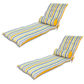 LOT de 2 Coussins pour Chaise Longue et Traversin 195x60x5cm & 45x18cm Motif Rayures Solaires - Deco-arts.fr