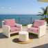 Ensemble de coussins de salon jardin 60x60 cm rayures rouges pour fauteuils et canapés, en tissu Premium 270g.