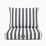 Ensemble Coussins Chaise Jardin 40x40 Rayure Gris Foncé - Premium 270g (Assise + Dossier)