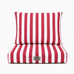 Ensemble Coussins Chaise Jardin 40x40 Rayure Rouge - Premium 270g (Assise + Dossier)