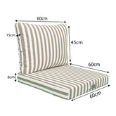 Coussins pour salon de jardin déhoussable 60x60cm - Rayure Beige - Deco-arts.fr