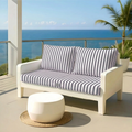Ensemble Coussins Salon Jardin 120x60 Rayure Gris Foncé - Premium 270g (1 Assise + 2 Dossiers)