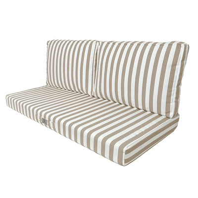 Ensemble de 3 coussins Deco-arts.fr pour salon jardin, rayures beige, 100x50 cm, pour fauteuils et canapés, tissu 270g.