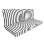 Ensemble de 3 coussins pour salon de jardin, rayure gris foncé, pour fauteuils et canapés, 120x60 cm, en tissu Premium 270g.