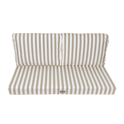 Ensemble de 3 coussins pour salon jardin avec rayures beige, 100x50 cm, pour fauteuils et canapés, en tissu premium 270g.