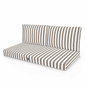 Ensemble Coussins Salon Jardin 100x50 Rayure Beige - Premium 270g (1 Assise + 2 Dossiers)