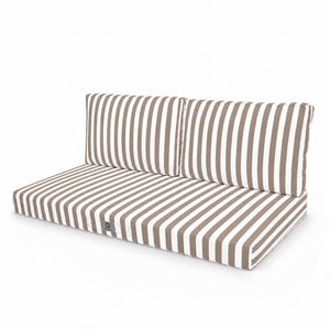 Tuinlounge kussenset 120x60 Beige strepen - Premium 270g (1 Zitting + 2 Rugleuningen)
