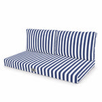 Tuinlounge kussenset 120x60 Marineblauwe strepen - Premium 270g (1 Zitting + 2 Rugleuningen)