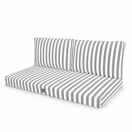 Tuinlounge kussenset 120x60 Lichtgrijze strepen - Premium 270g (1 Zitting + 2 Rugleuningen)