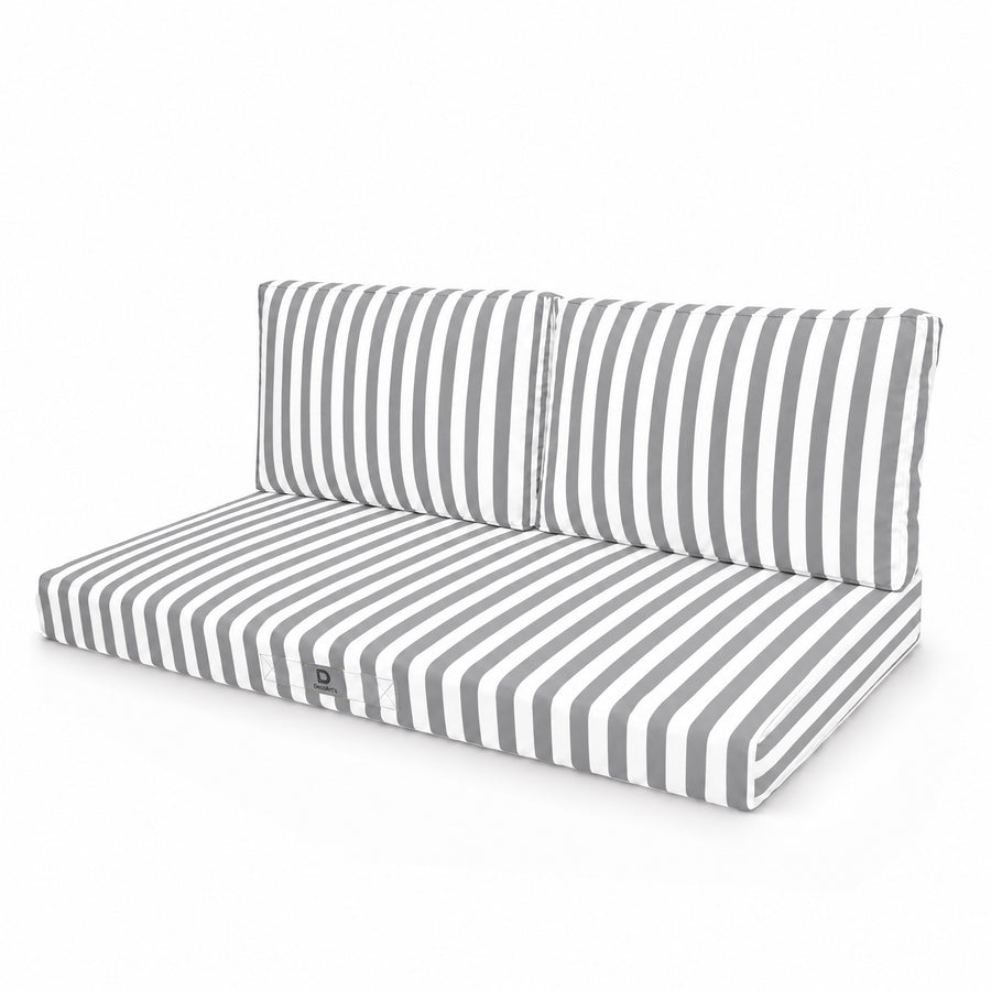 Gartenlounge-Kissen-Set 120x60 Hellgraue Streifen, abnehmbarer Bezug