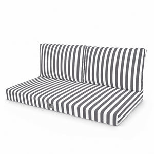 Garden Lounge Cushion Set 100x50 Dark Grey Stripe - Premium 270g (1 Seat + 2 Backrests)