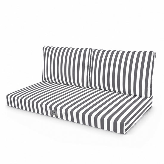 Tuinlounge kussenset 120x60 Donkergrijze strepen - Premium 270g (1 Zitting + 2 Rugleuningen)