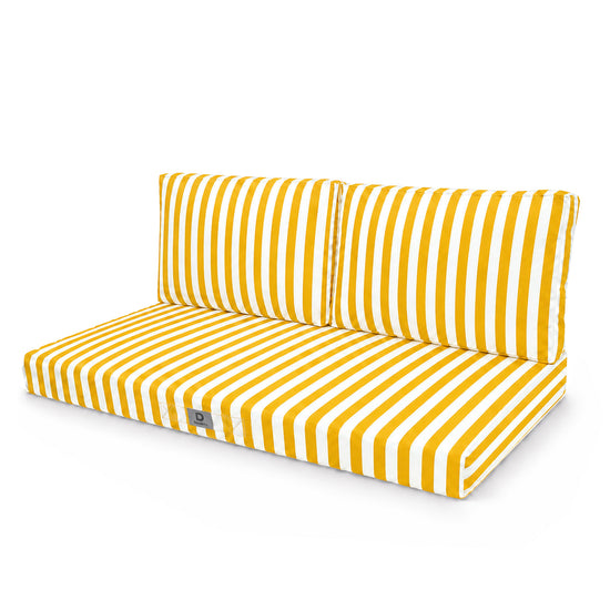 Tuinlounge kussenset 120x60 Gele strepen - Premium 270g (1 Zitting + 2 Rugleuningen)
