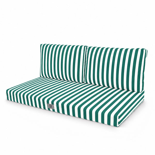 Garden Lounge Cushion Set 100x50 Stripe Green - Premium 270g (1 Seat + 2 Backrests)