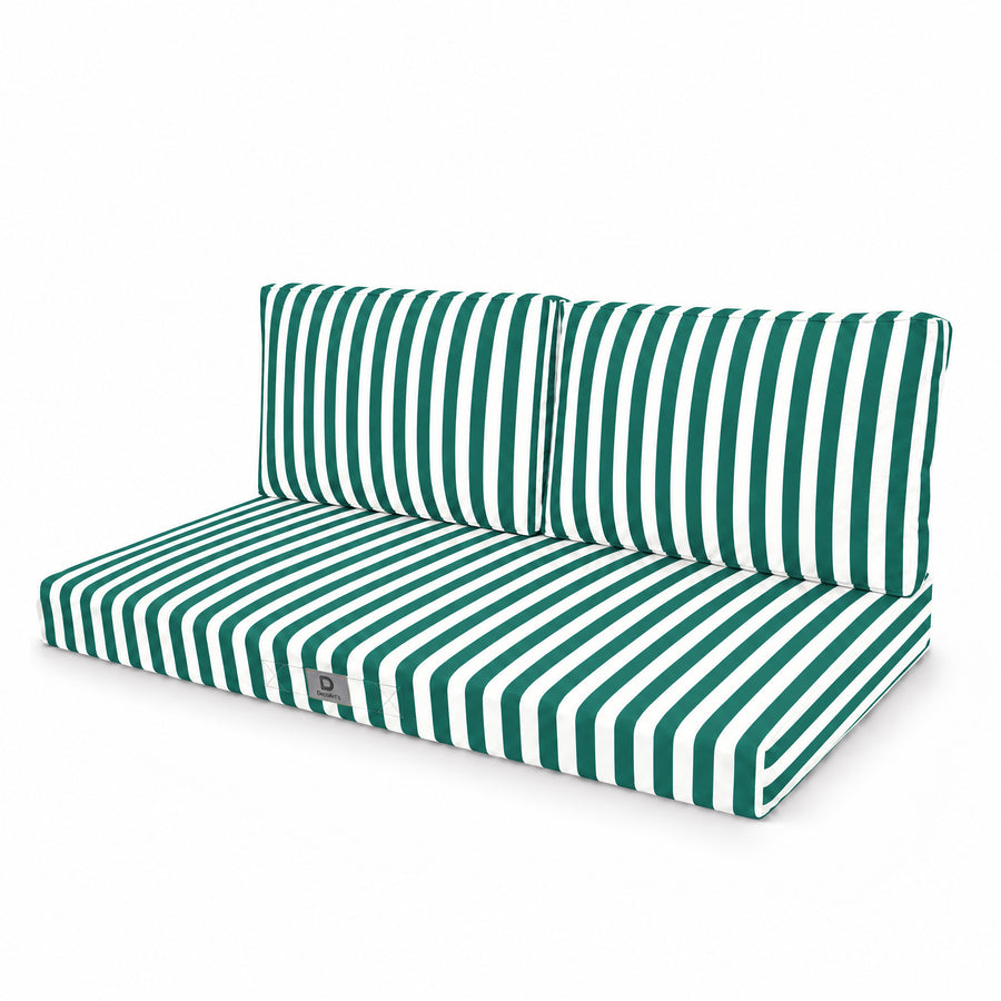 Garden Lounge Cushion Set 120x60 Stripe Green, removable cover