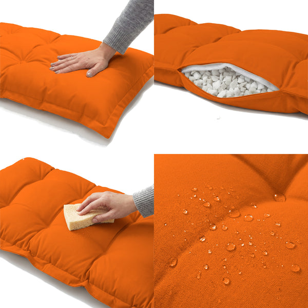 Coussin Banc & Sol Capitonné 120x60 Orange : moelleux, garnissage flocons de mousse, nettoyage à l'éponge, déperlant