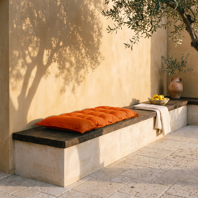 Gepolstertes Bank- und Bodenkissen 120x60 Orange - Dick 10cm (Vielseitig)