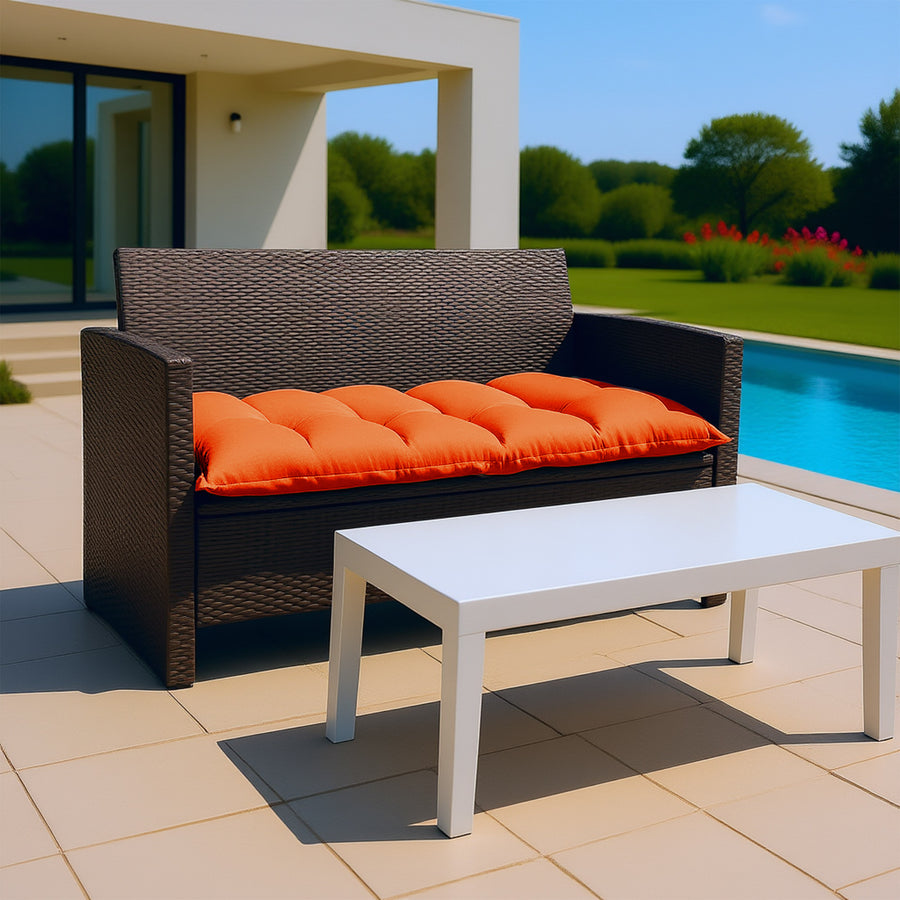 Coussin capitonné Confort Intérieur Extérieur 120x60cm - Orange - Deco-arts.fr