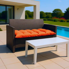 Coussin Banc & Sol Capitonné 120x60 Orange - Épais 10cm (Polyvalent)