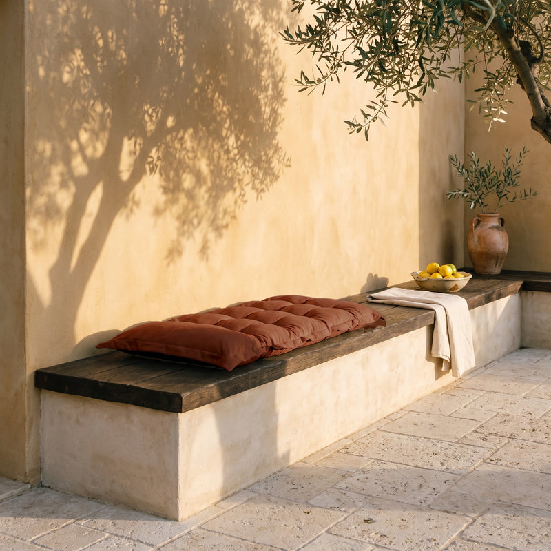 Almofada Acolchoada para Banco e Chão 120x60 Terracota - Espesso 10cm (Versátil)