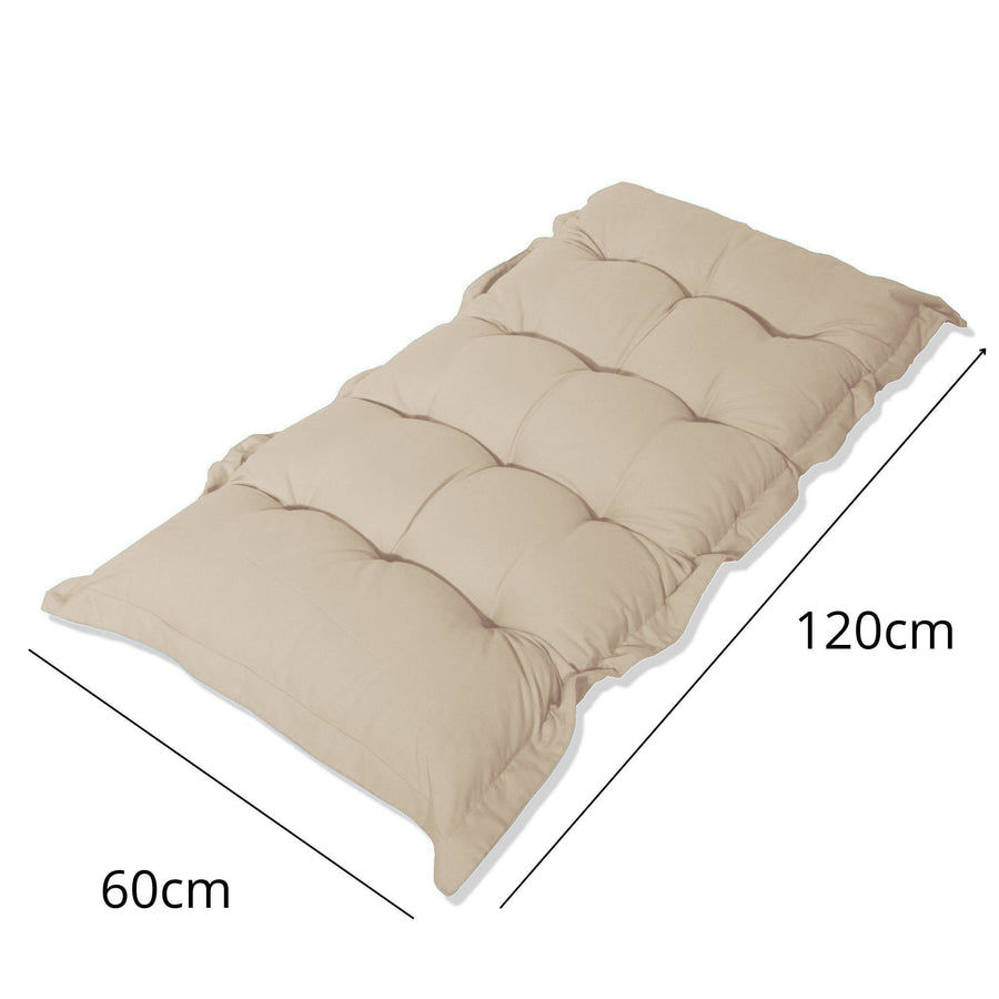 Tufted Bench & Floor Cushion 120x60 Beige, foam flake filling