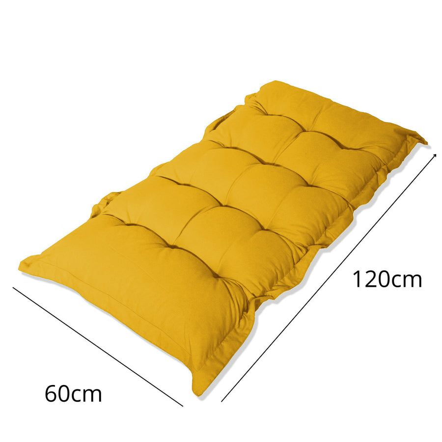 Coussin Banc & Sol Capitonné 120x60 Jaune Miel, garnissage en flocons de mousse