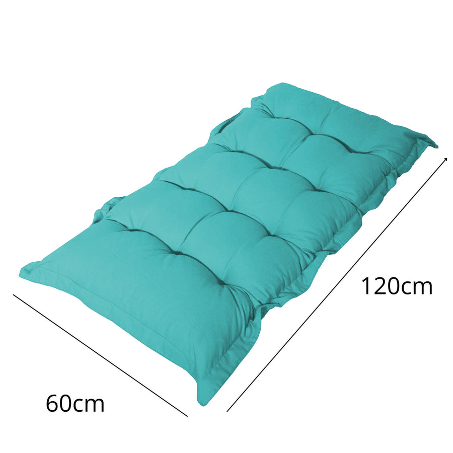Coussin Banc & Sol Capitonné 120x60 Bleu Caraïbes, garnissage en flocons de mousse