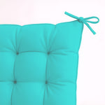 Lot de 4 galettes de chaise bleu Caraïbes 40x40 cm, déperlantes avec attaches pour intérieur et extérieur.