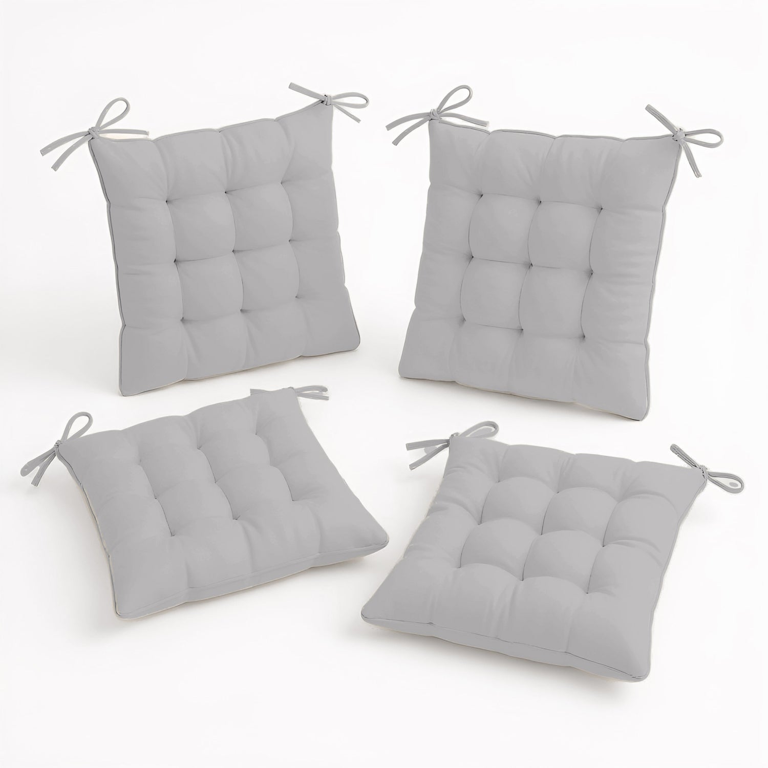 Lot de 4 Galettes de chaise 40 x 40 cm - Gris clair - Deco-arts.fr