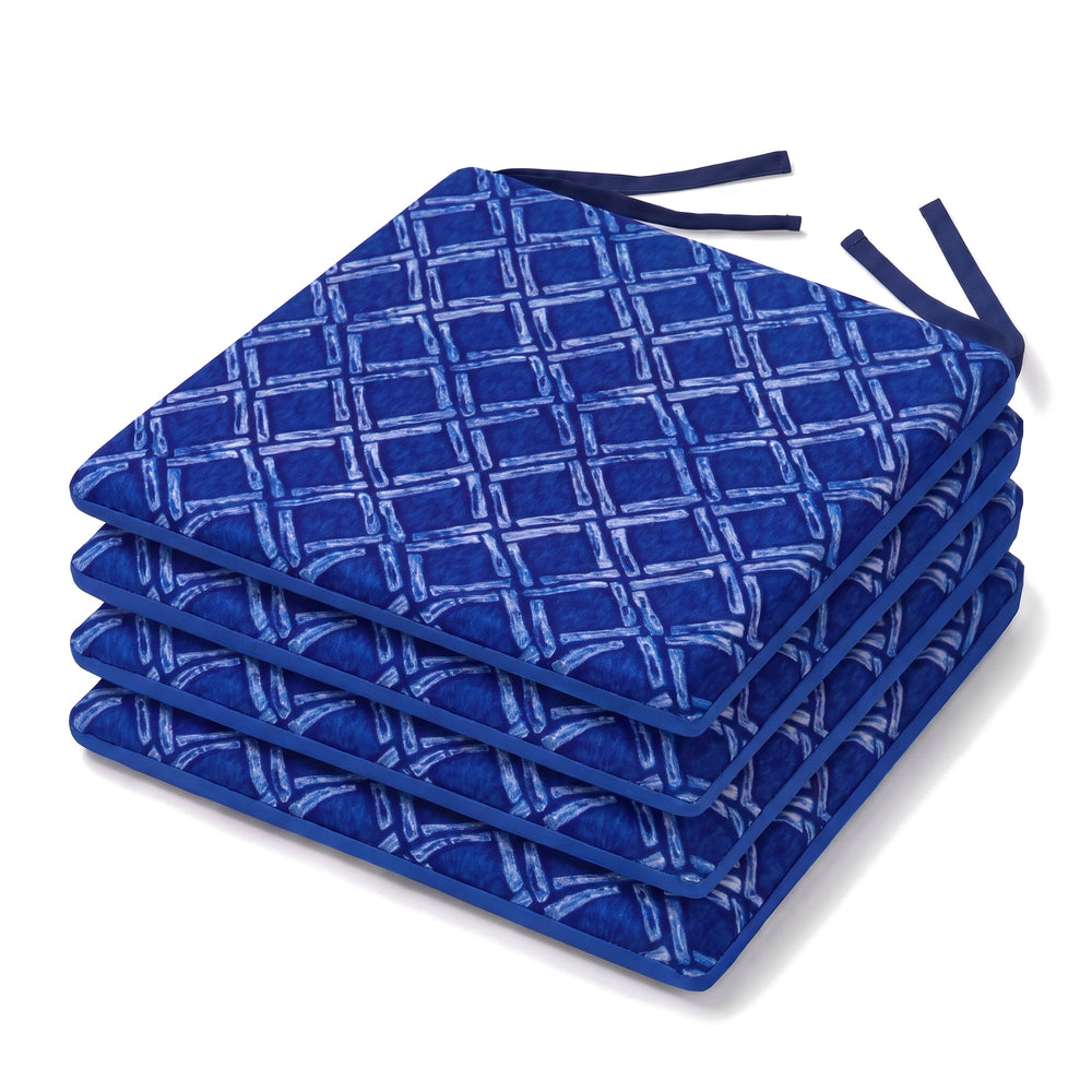 4er-Set Stuhlkissen 35x35 Maritimes Muster Blau