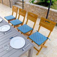 Conjunto de 4 almofadas para cadeira 35x35x3 cm padrão geométrico verde