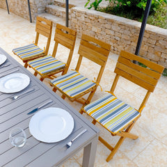 Set of 4 Chair Pads 35x35x3 cm Solar Stripes Pattern