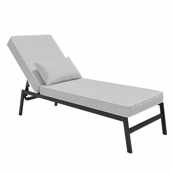 Matelas Transat Premium 190x60 Gris Clair - Épais 10cm & Têtière (Déhoussable)