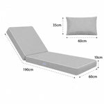 Matelas Transat Premium 190x60 Gris Clair - Épais 10cm & Têtière (Déhoussable)