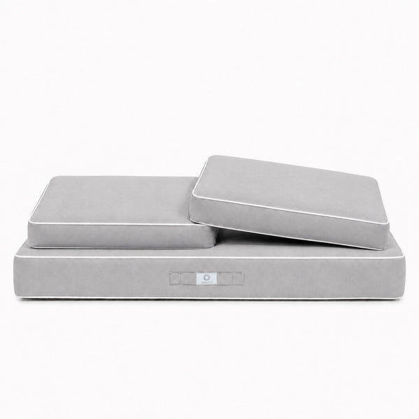 Premium Cushion Set 120x60 Light Grey - 1 Seat + 2 Backrests (Thick 12cm & Passepoil)
