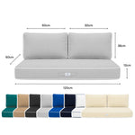 Premium Cushion Set 120x60 Light Grey - 1 Seat + 2 Backrests (Thick 12cm & Passepoil)