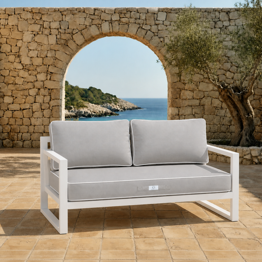 Premium Cushion Set 120x60 Light Grey - 1 Seat + 2 Backrests (Thick 12cm & Passepoil)