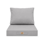 Ensemble Coussins Salon Jardin 60x60 Gris Galet - Déhoussable & Anti-UV (Assise + Dossier)