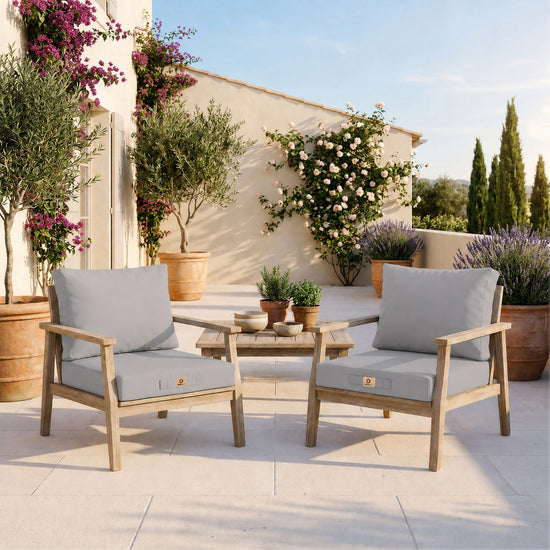 Conjunto de Almofadas para Sala de Jardim 50x50 Cinzento Seixo - Capa Amovível & Anti-UV (Assento + Encosto)