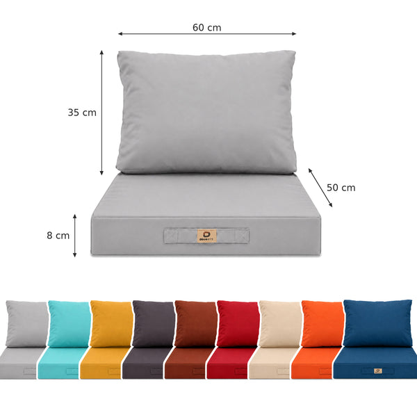 Conjunto de Almofadas para Sala de Jardim 50x60 Cinzento Seixo - Largura 60cm (Assento + Encosto)