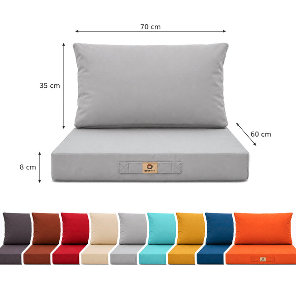 Garden Lounge Cushion Set 60x70 Pebble Grey - Removable Cover & UV-Resistant (Seat + Backrest)