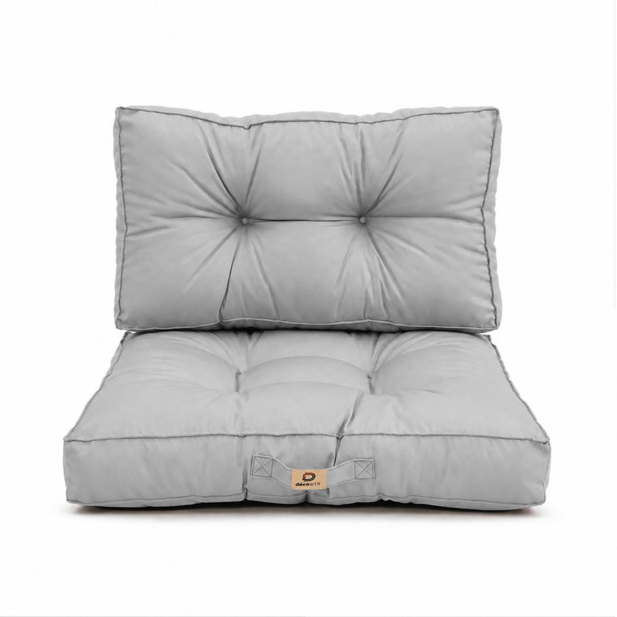 Ensemble Coussins Capitonné 50x50 Gris Galet, certifié OEKO-TEX