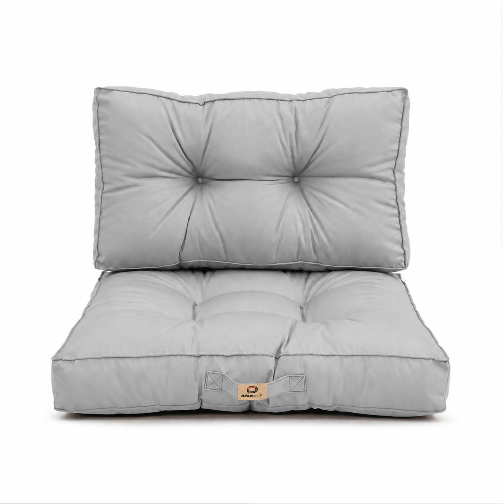 Ensemble Coussins Capitonnés 60x60 Gris Galet, certifié OEKO-TEX